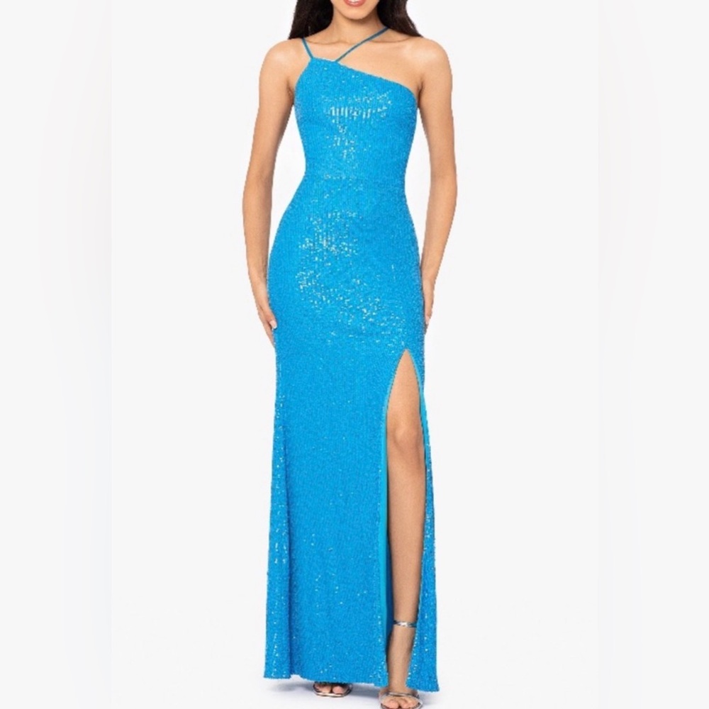 Blue Sequin Prom Dress-Xscape